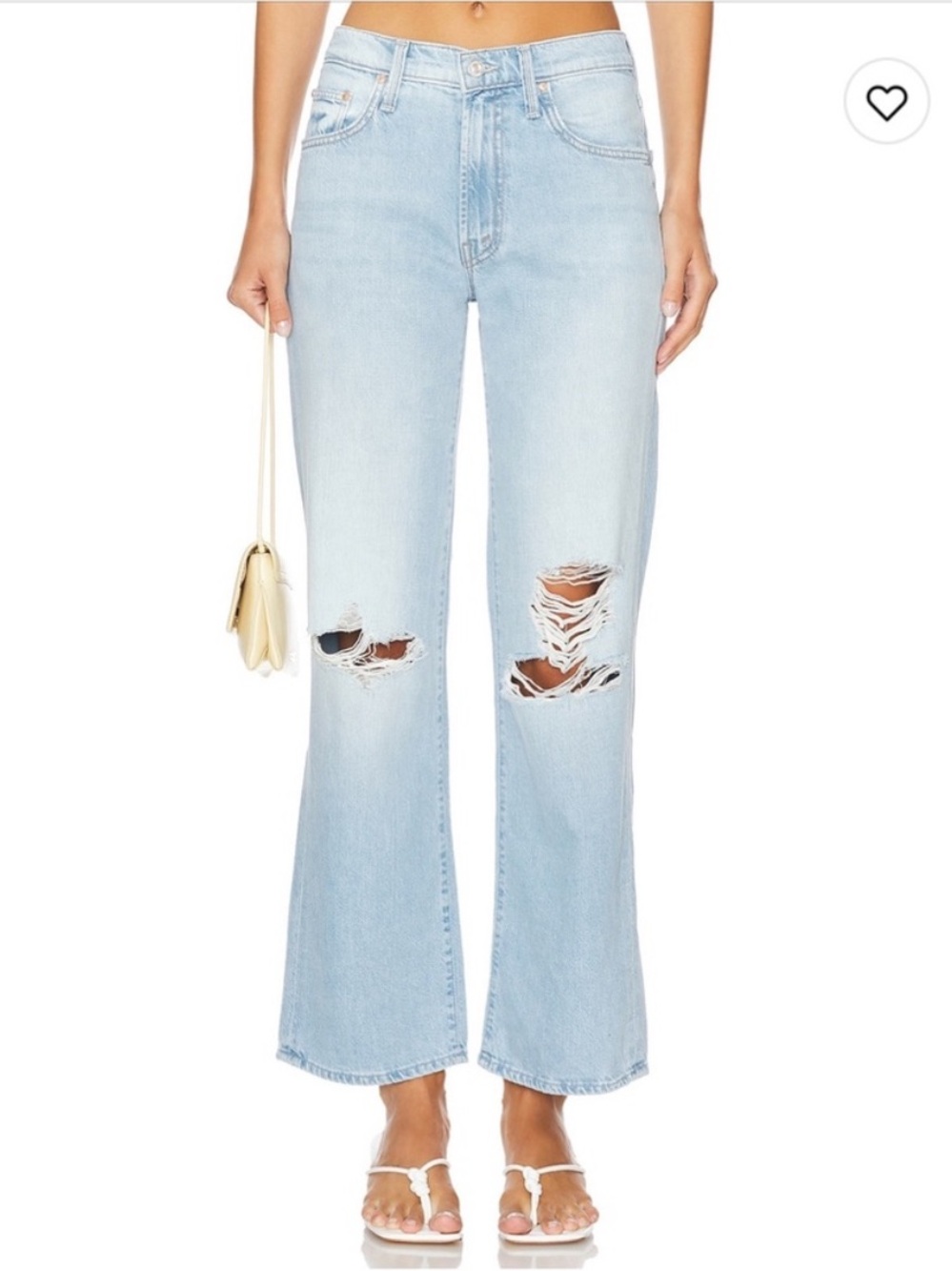 MOTHER Jeans The Mid Rise Rambler Zip Flood Ripped Off Size 29